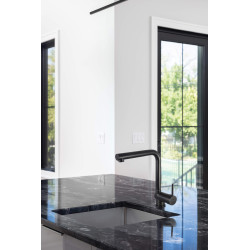 Deante bateria Aster nero zlewozmywakowa z prostokątną wylewką z wyciąganą słuchawką