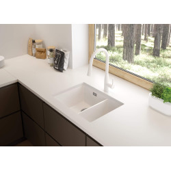 Deante bateria Lukrecja bianco zlewozmywakowa z wylewką "u" z wyciąganą słuchawką