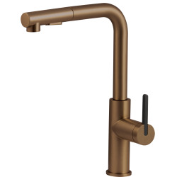 Deante bateria Momi brąz szczotkowany z prostokątną wyciąganą wylewką