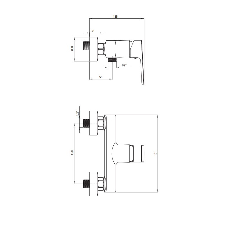 Deante Maro bateria prysznicowa ścienna chrom