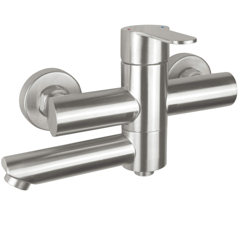 Deante Lupo bateria wannowa ścienna stal szczotkowana