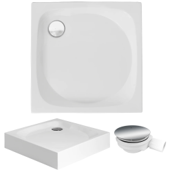 Polimat brodzik kwadratowy kompaktowy Nowy Styl 80x80 z syfonem