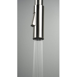 Deante bateria Luno stal szczotkowana/czarna zlewozmywakowa z giętą wylewką z słuchawką 2-funkcyjną