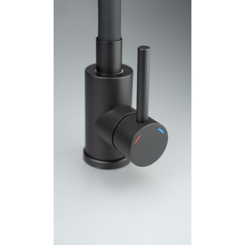 Deante bateria Luno nero zlewozmywakowa z giętą wylewką