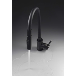 Deante bateria Luno nero zlewozmywakowa z giętą wylewką z słuchawką 2-funkcyjną