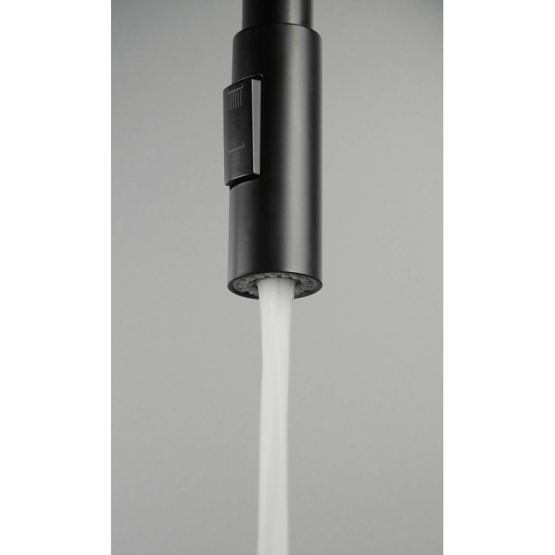 Deante bateria Luno nero zlewozmywakowa z giętą wylewką z słuchawką 2-funkcyjną