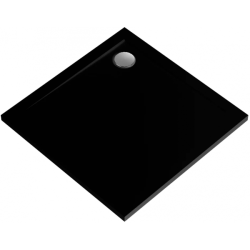Polimat brodzik kwadratowy posadzkowy Geos czarny kamień 80x80 z syfonem