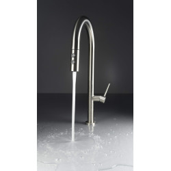 Deante bateria Olfato stal szczotkowana zlewozmywakowa z wyciąganą słuchawką