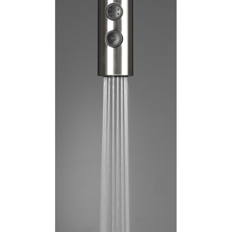 Deante bateria Olfato stal szczotkowana zlewozmywakowa z wyciąganą słuchawką