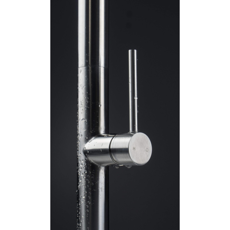 Deante bateria Olfato stal szczotkowana zlewozmywakowa z wyciąganą słuchawką