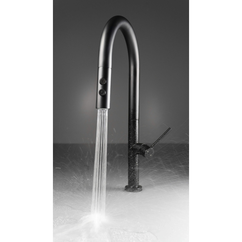 Deante bateria Olfato nero zlewozmywakowa z wyciąganą słuchawką