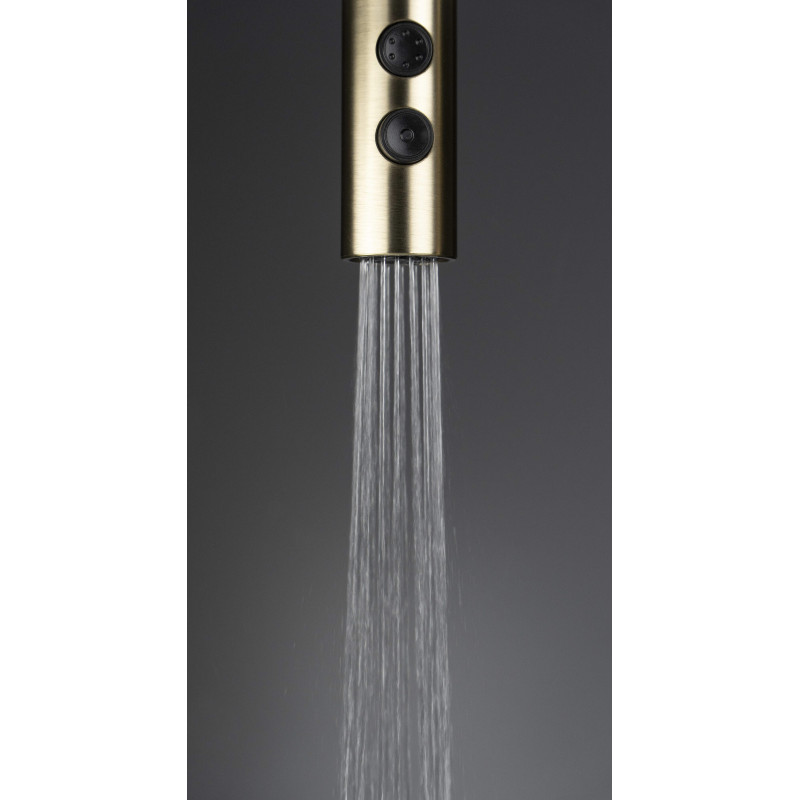 Deante bateria Olfato złoto szczotkowane zlewozmywakowa z wyciąganą słuchawką