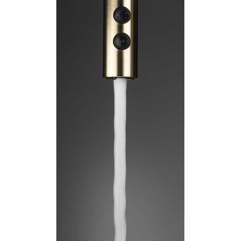 Deante bateria Olfato złoto szczotkowane zlewozmywakowa z wyciąganą słuchawką