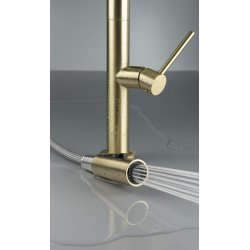 Deante bateria Olfato złoto szczotkowane zlewozmywakowa z wyciąganą słuchawką