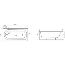 Polimat wanna prostokątna Classic Slim 150x75 z syfonem i nóżkami