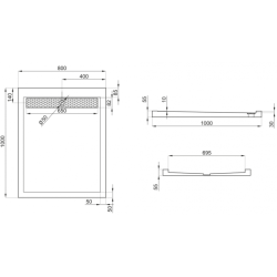 Polimat brodzik prostokątny West 100x80 z syfonem