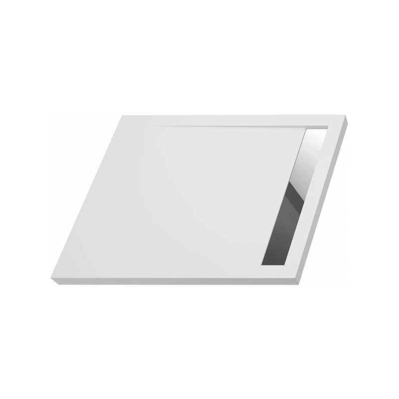 Polimat brodzik West New biały gładki ruszt chrom 110x90 z syfonem