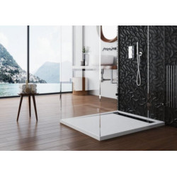 Polimat brodzik West New biały gładki ruszt chrom 110x90 z syfonem