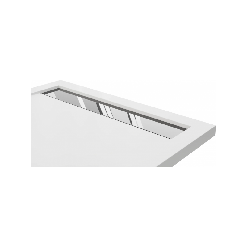 Polimat brodzik West New biały gładki ruszt chrom 120x100 z syfonem