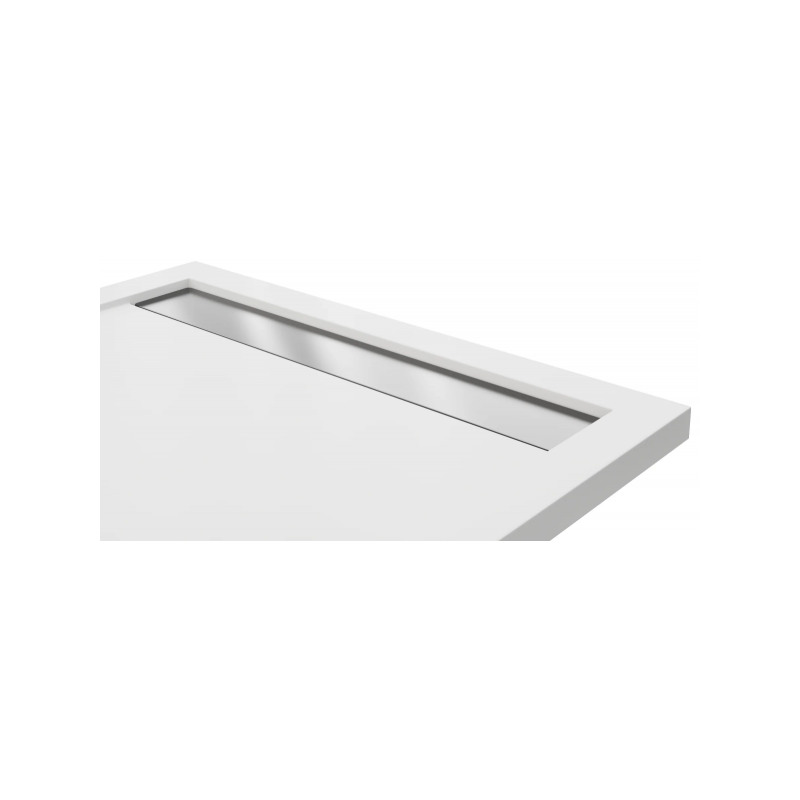 Polimat brodzik West New biały kamień ruszt stal szczotkowana 120x100 z syfonem