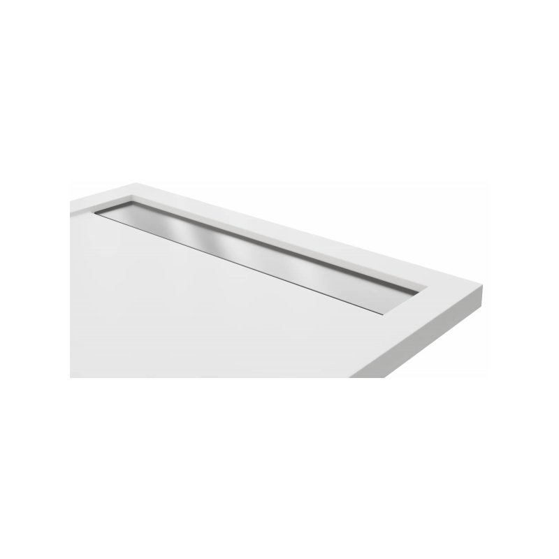 Polimat Brodzik West New czarny kamień Ruszt stal szczotkowana 120x100 z syfonem