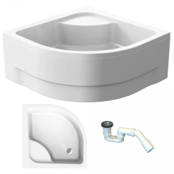 Polimat brodzik głęboki Pako 90x90  z białą obudową i Syfonem