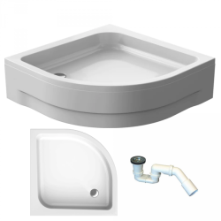 Polimat brodzik półokrągły Pako 90x90 z białą obudową i syfonem