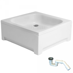 Polimat brodzik Karen 70x70 z białą obudową i syfonem