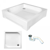 Polimat brodzik kwadratowy Tenor 90x90 z białą obudową i syfonem