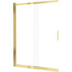 Deante parawan nawannowy przesuwny Prizma gold szkło transparentne 100x140 cm