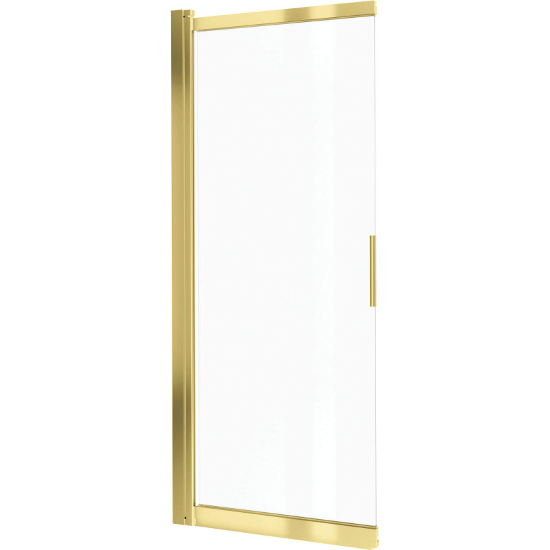 Deante parawan nawannowy przesuwny Prizma gold szkło transparentne 100x140 cm