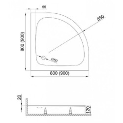 Polimat brodzik półokrągły Ringo 80x80 z syfonem