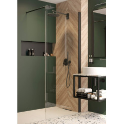 Deante ścianka kerria plus walk in nero 80 cm z powłoką, szkło totalwhite