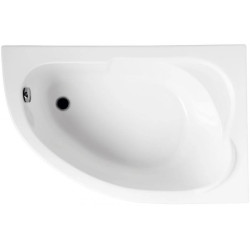 Polimat wanna asymetryczna Standard prawa 130x85 z białą obudową, syfonem i nóżkami