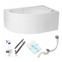 Polimat wanna asymetryczna Standard prawa 130x85 z syfonem i nóżkami