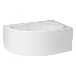 Polimat wanna asymetryczna Standard prawa 130x85 z białą obudową, parawanem, syfonem i nóżkami