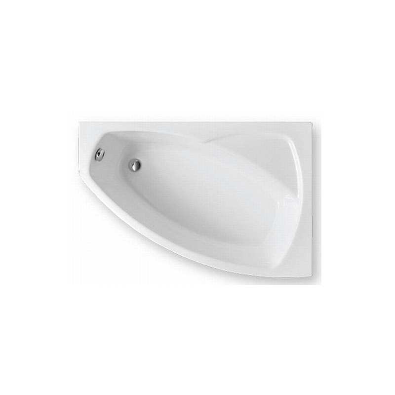 Polimat wanna asymetryczna Frida prawa 140x80 z białą obudową, syfonem i nóżkami