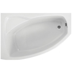 Polimat wanna asymetryczna Frida lewa 140x80 z białą obudową, syfonem i nóżkami