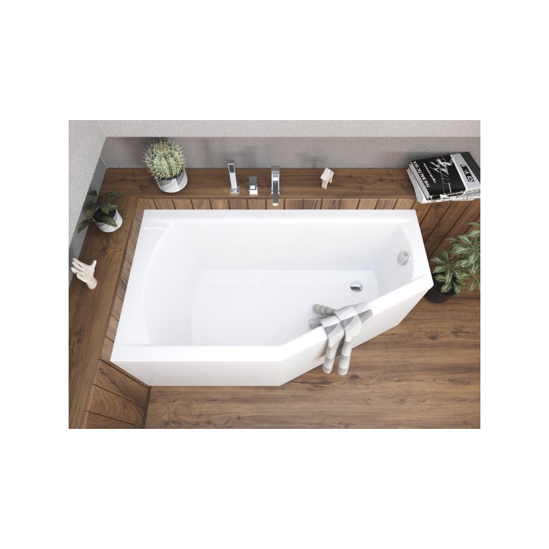 Polimat wanna asymetryczna Selena lewa 140x90 z syfonem i nóżkami