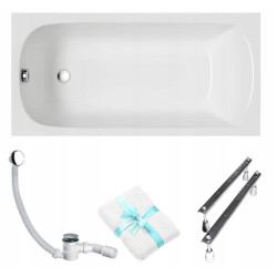 Polimat Wanna prostokątna Classic 170x75 z syfonem click-clack i nóżkami