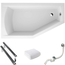 Polimat wanna asymetryczna Selena lewa 160x90 z syfonem i nózkami