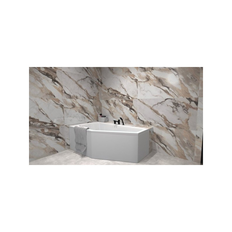 Polimat wanna asymetryczna Selena lewa 160x90 z syfonem i nózkami