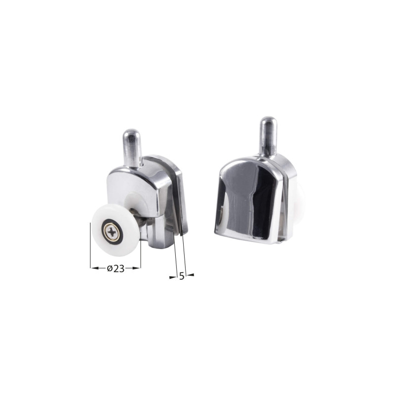 Deante rolki dolne wypinane chromowane do szyb 5 mm fi 23 mm (2 szt.)