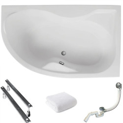 Polimat wanna asymetryczna Dora prawa 170x110 z syfonem i nóżkami