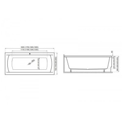 Polimat wanna prostokątna Ines 160x75 z białą obudową i syfonem