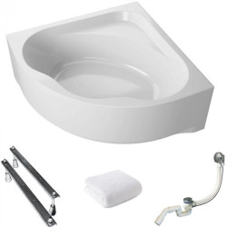 Polimat wanna symetyrczna Standard 150x150 z białą obudową, syfonem i nózkami