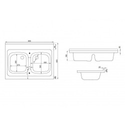 Polimat zlewozmywak dwukomorowy 80x60 cm z syfonem