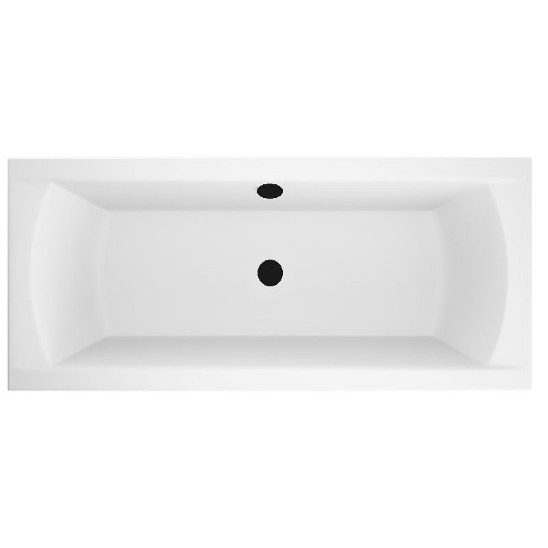 Polimat wanna prostokątna Ines 170x75 z czarną obudową, baterią, deszczownią, parawanem, syfonem i nóżkami