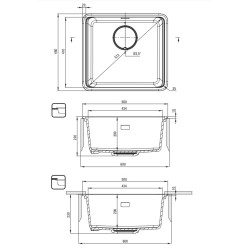 Deante zlewozmywak Momi alabaster granit 1k 500x450x230 mm