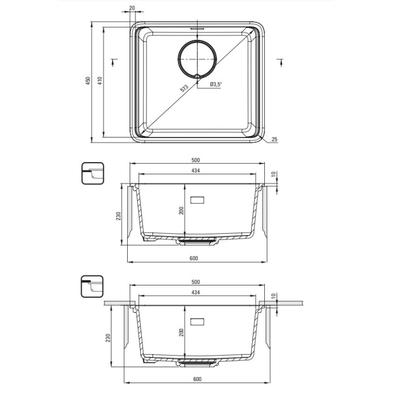 Deante zlewozmywak Momi alabaster granit 1k 500x450x230 mm